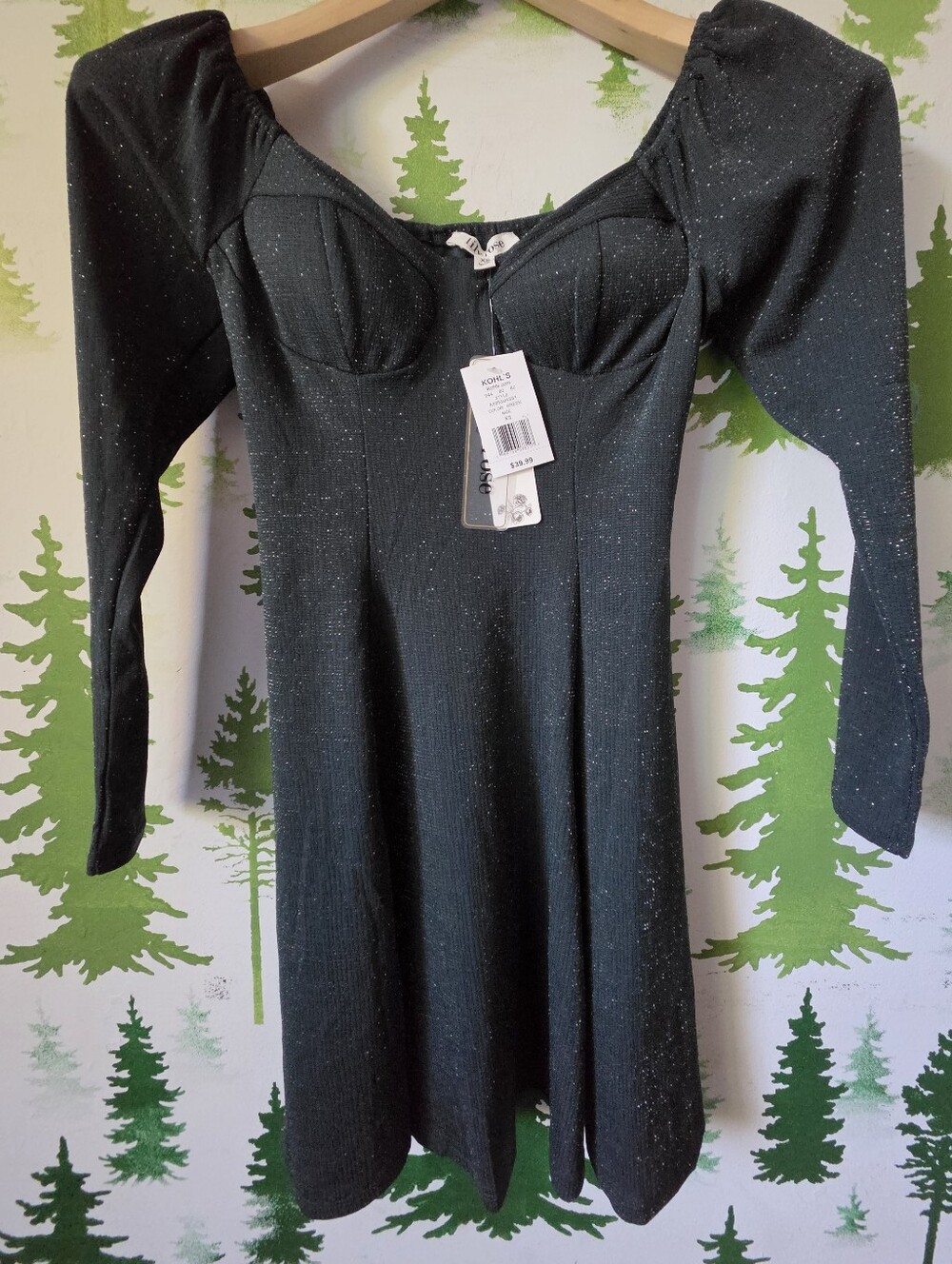 Lily Rose Juniors' Sparkle Long-Sleeve Fit & Flare Dress